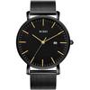 BUREI Men's Analog Watch Black Gold Waterproof Simple Business Milanese Mesh Strap