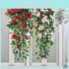 Stunning 90cm Artificial Silk Rose Flower Garland With Lifelike Green Ivy Leaves For Home Decor