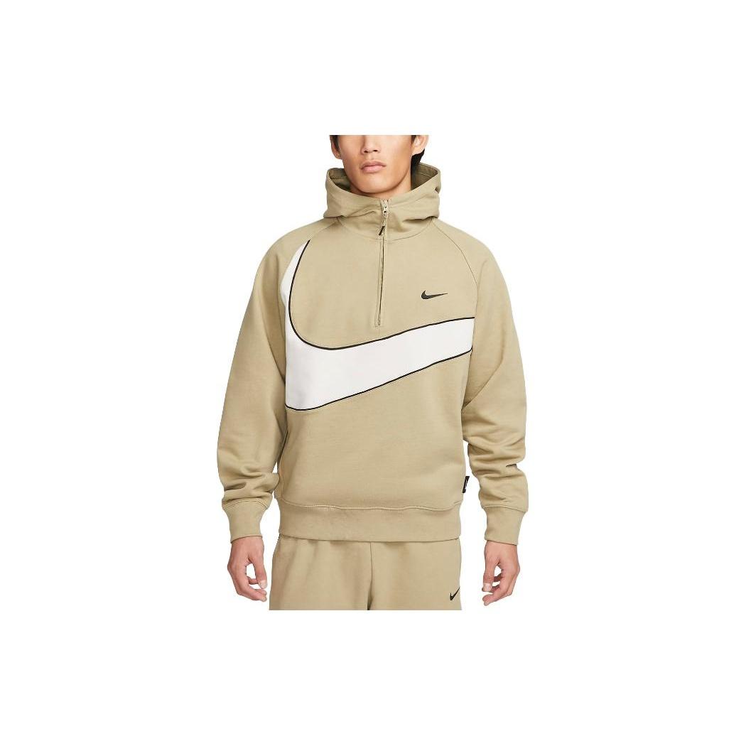 Nike Sportswear Big Swoosh Half Zip Hoodie (Asia Sizing) Nautral Olive Light Bone Men s DX0567-276 M