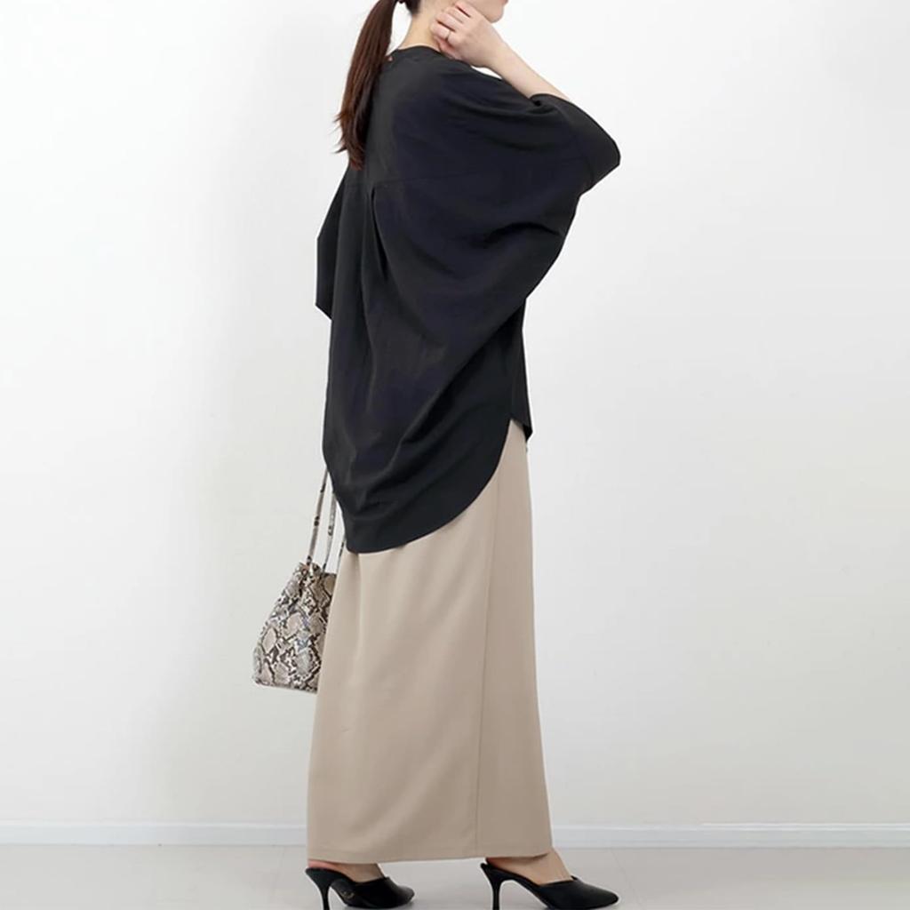 Blouses for Short Dolman Cut and Summer Large Loose Covers Body Office Adult Elegant [SeiunAn] Women, Shirts, Sleeves, Summer, V-Neck, Sleeves, 5/8