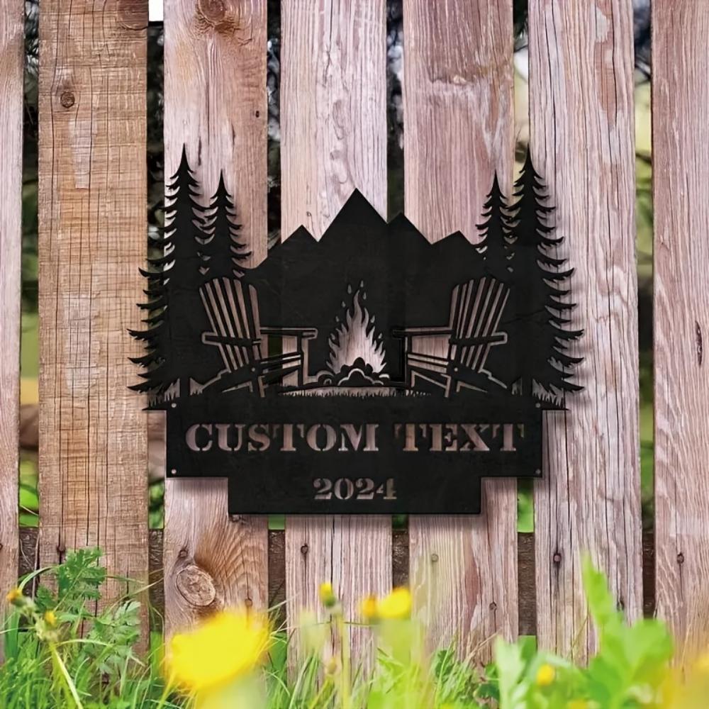 Stylish Boho Metal Campfire Wall Decor Outdoor Sign Nature Lover Gift