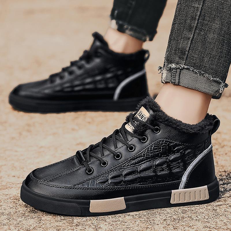 Men ankle Boots Winter High Top Leather Shoes Fashion Cotton Fashion Ankle Boots Business Casual Outdoor Shoes Male Sneakers