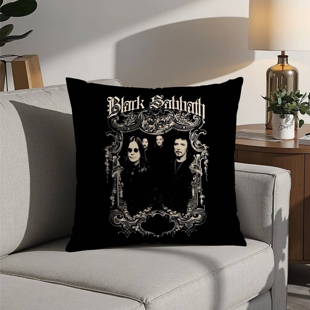 B-Black S-Sabbath Band Pillow Case Sofa Decorative Home Double-sided Printing Short Plush Cushion Pillow Cover Holiday Gift