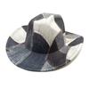 Nuovi Cappelli Top alla Moda in Denim Color Matching per Uomo Donna con Ampia Falda Fedora Cappello da Cowboy Western Autunno Inverno Elegante Cappello Jazz da Festa