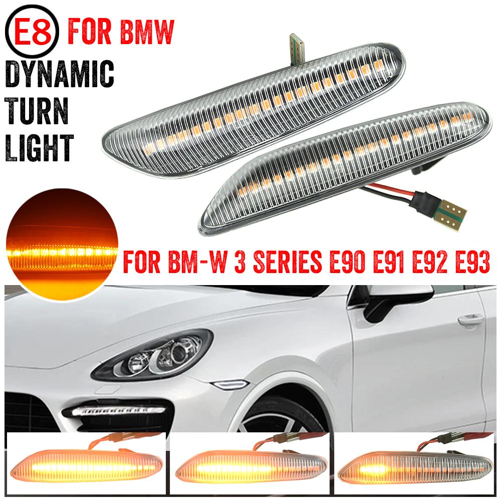 For BMW E90 E91 E92 E93 E60 E87 E82 E46 2Pieces Led Dynamic Side Marker Turn Signal Light  Car Sequential Indicator Blinker Lamp