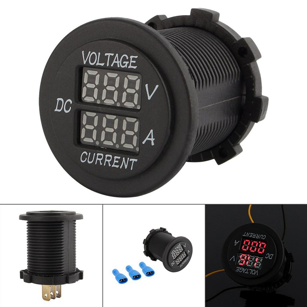 Car Motorcycle  12-24V Dual LED Digital Voltmeter Ammeter Amp Volt Meter Guage Motorcycle Dual LED Voltmeter Ammeter