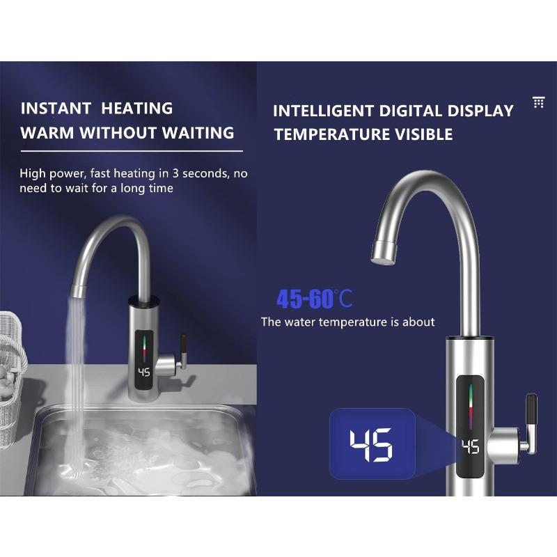 110V Hot Water Heater Faucet Instant Tankless Electric Kitchen Bathroom Fast Heating Tap Water Faucet with LED Digital Display