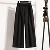 Dimanaf 2025 Plus Size Long Pants Women Elastic Loose High Waist Vintage Solid Cotton Loose Casual Female Basic Trousers Harem Pants Wide Leg Pants