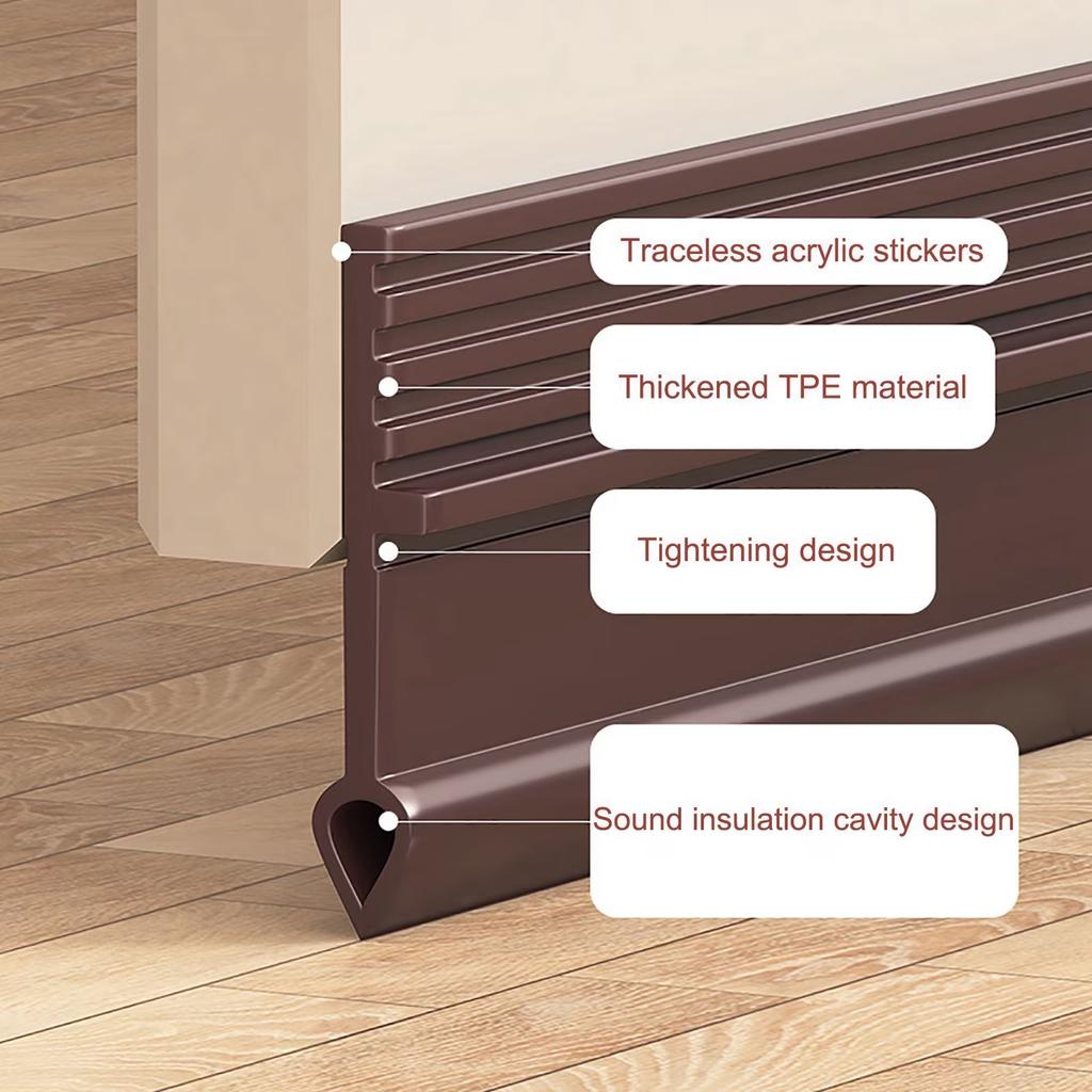 1PC 1m/39.37inch Self-Adhesive Windproof Door Bottom Seal Strip Double Dustproof Free-Cutting Under Door Weatherstrip