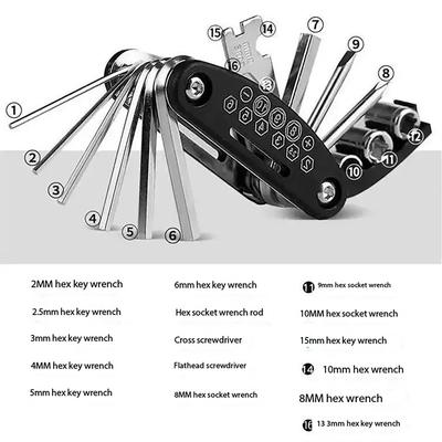 Llave multiusos 16 en 1 para bicicleta de montaña, destornillador multiherramienta para bicicleta, herramientas de Reparación de bicicletas para motocicleta