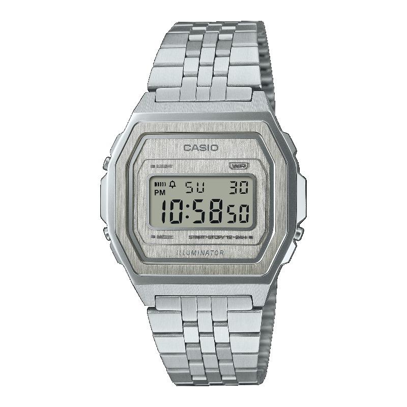 Casio Men s Stainless Steel Water Resistant Digital Alarm Quartz Watch A1000A-7 белый