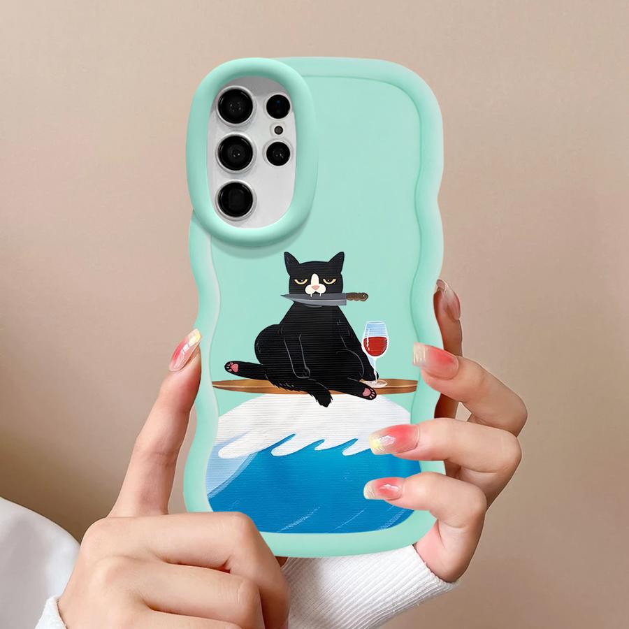 Cartoon Cat Soft Phone Cover Case for Samsung Galaxy S21 S20 FE A25 S25 S22 Ultra S24 A26 S23 Plus A54 A35 A34 A55 A24 A36