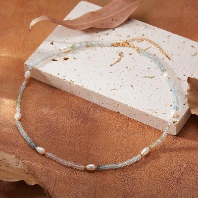 Natural Color Treasure Morganite Pearl Necklace Women'S S925 Sterling Silver Xiaohongshu Earrings Beaded Clavicle Chain