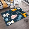 Colorful Cartoon Cat Pattern Carpet with Whimsical Feline Designs in Dark Blue Background Suitable for use as an anti-slip1 for1room and bedroom sofas
