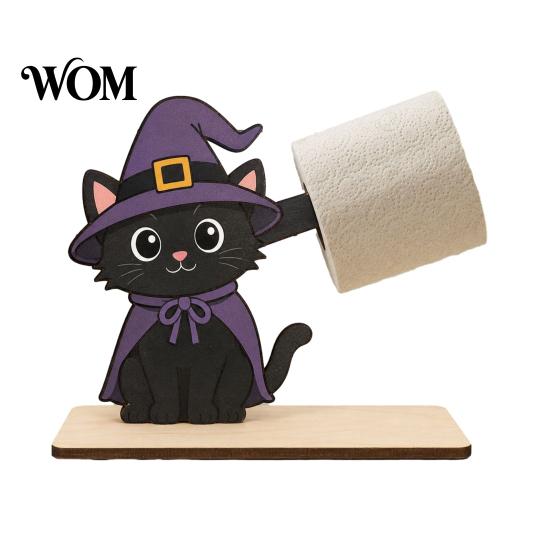 Halloween Paper Towel Holder 2Pcs Holder, Cartoon Animal Tabletop Roll Dispenser, Wooden Creative Holiday Desktop Decor Tissue Stand for Kitchen
