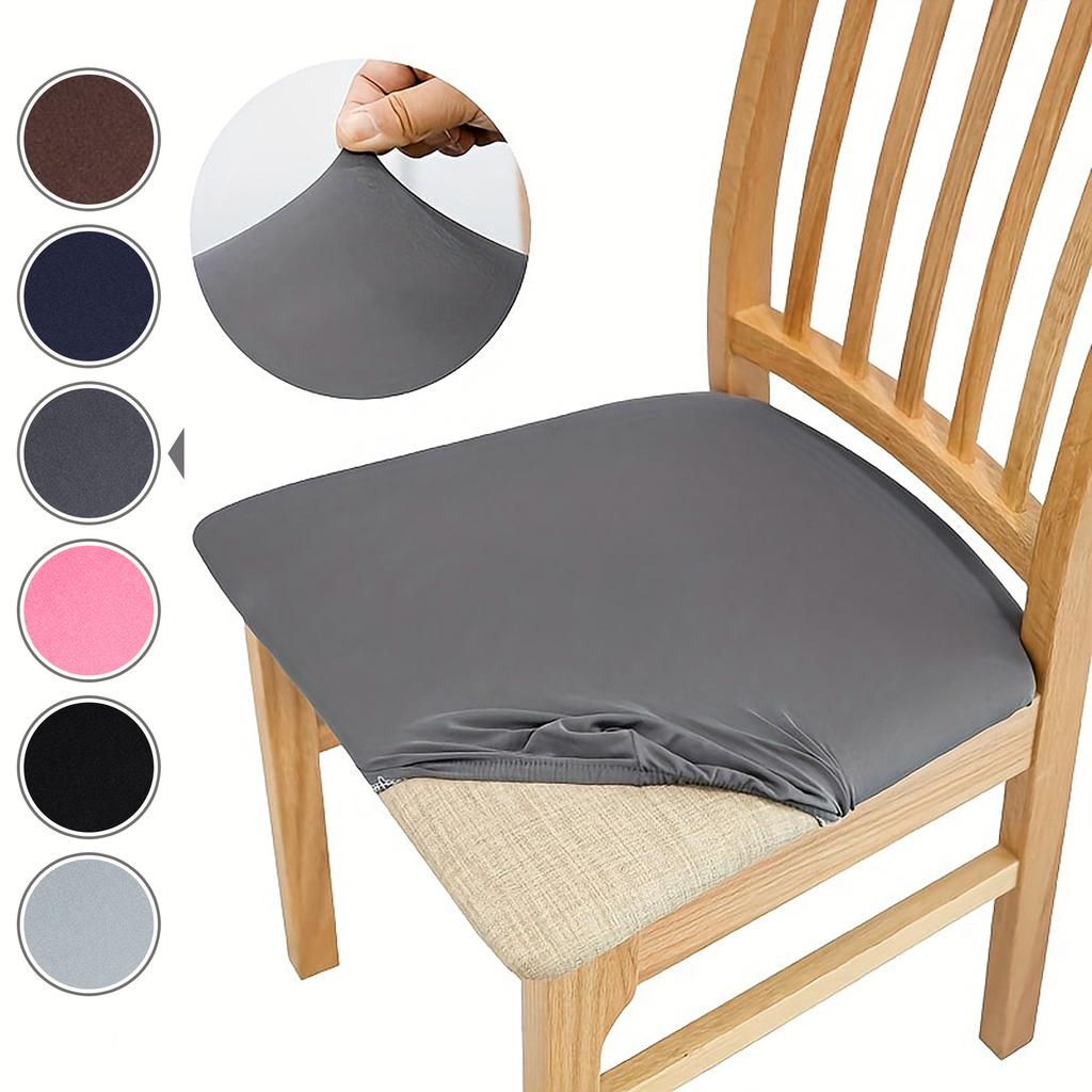 1/4/6pcs Solid Color Elastic Dustproof Simple Modern Chair Cushion Cover Four Season Universal Chair Cushion Protective Cover