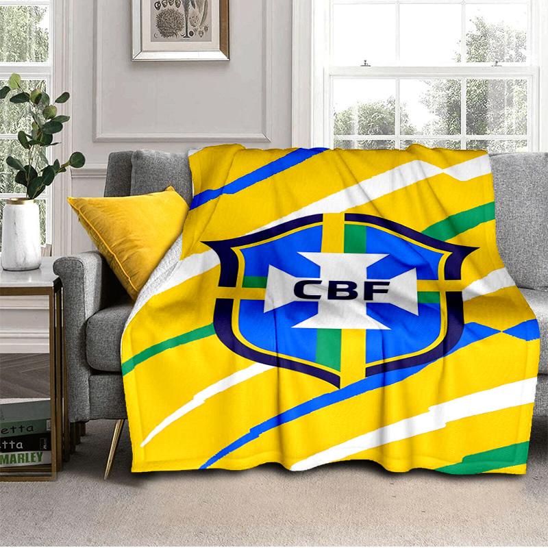 Brazilian Football Federation Printed Throws Blanket Soft Flannel Blankets for Couch Bed Gifts for Men Women Picnic blanket Christmas gifts