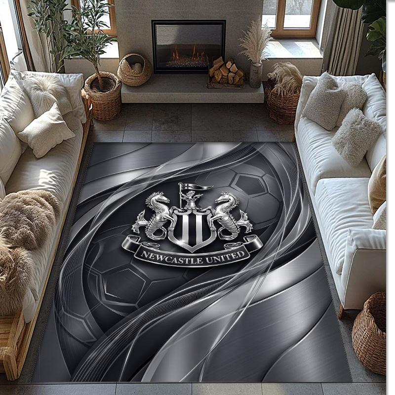 Tappeto in Velluto di Cristallo con Stampa di Calcio del Newcastle United, Comodo Assorbente d'Acqua Antiscivolo Tappeto per Pavimento Interno