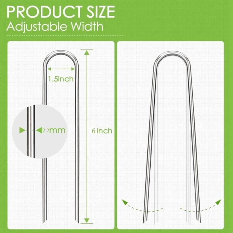 U-Shaped Garden Nail Heavy Duty Fence Pipe Stake Lawn Galvanized Landscape Nail for Fixing Water Pipe Turf Barrier Ground Nail