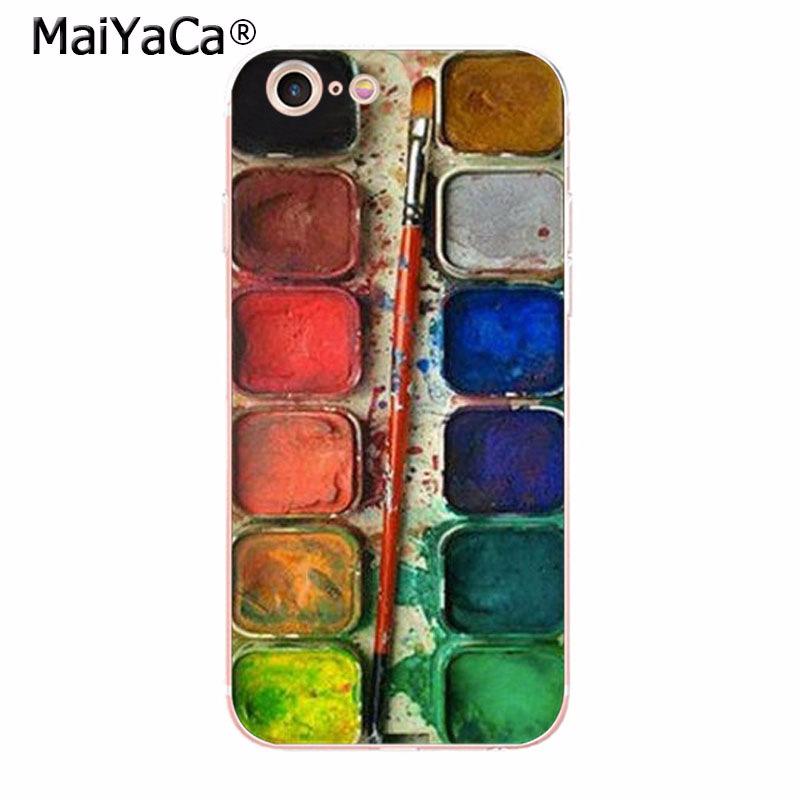 MaiYaCa Kleurrijke Waterverf Set Verfpalet telefoonhoesje voor iPhone 13 SE 2020 11 pro 8 7 66S Plus X 10 5S SE XR XS XS MAX