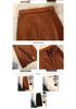 Hong Kong Style High-Waist Corduroy Split Midi A-Line Skirt with Belt for Women - Autumn/Winter