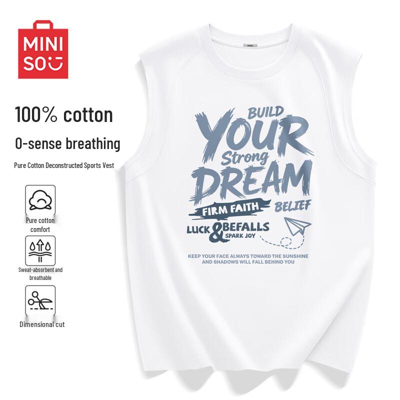 

MINISO Men s Pure Cotton Sleeveless Vest T-shirt L
