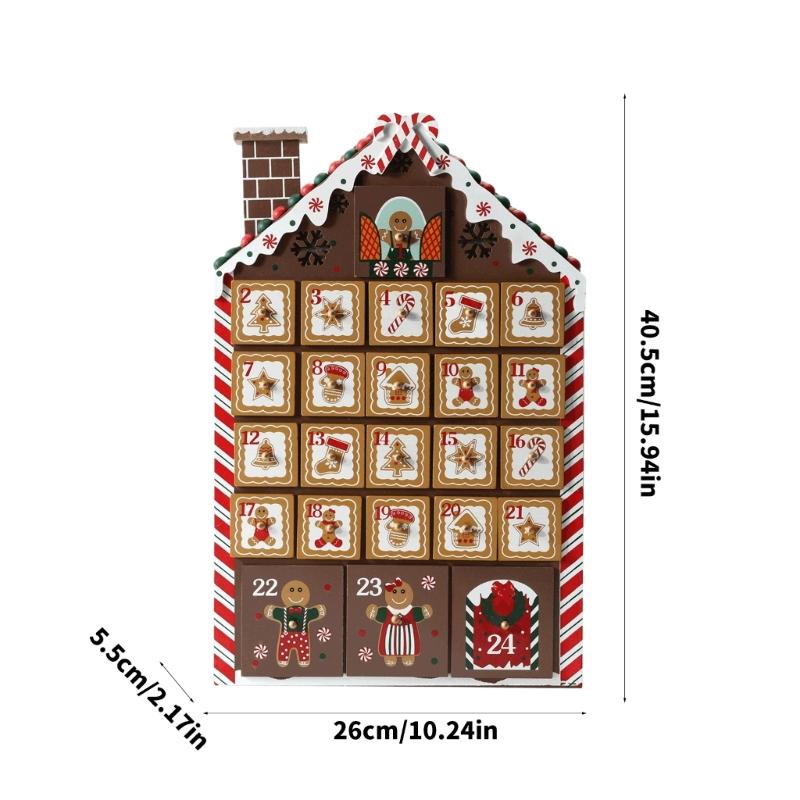 Wooden House Christmas Calendar With 24 Numbered Drawers For Storage Candy Chocolate Jewelry Gifts Holiday Decoration