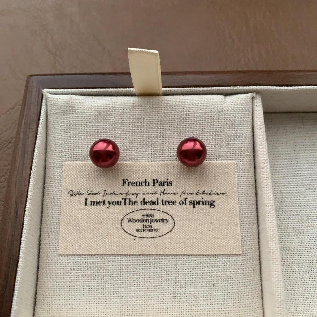 Ankara Red Pearl Earrings Earrings High Personality Versatile Festive Atmosphere Simple Generosity Light Luxury Earrings Women