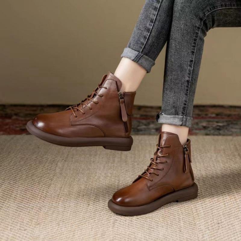 

Британские ботинки Мартин женские 2025 новые осенне-зимние одинарные ботинки бархатные короткие ботинки женские ботинки ретро мягкая кожа женская обувь 40 коричневый