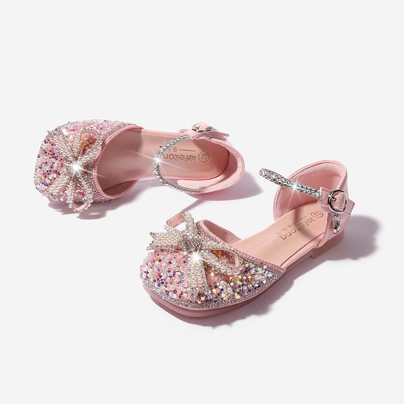 Girls Sandals Little Girls Princess Shoes Baby Girls Summer New Crystal Shoes Children's Flat Shoes Soft Sole Shoes