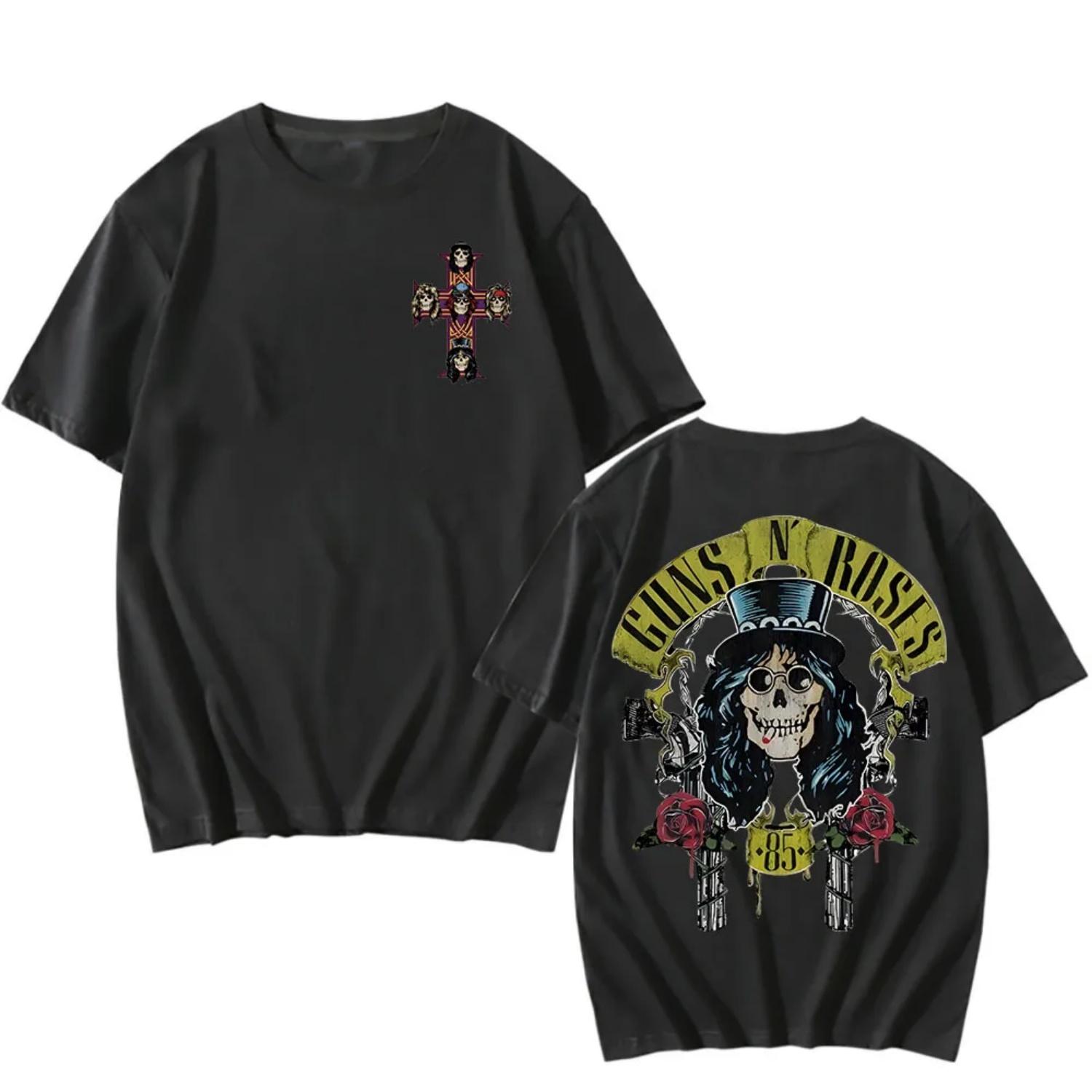 

Футболка Guns N Roses Мультяшный Принт Харадзюку Гранж Футболка Футболки Хэви-метал Музыка Хлопковая Футболка Одежда Мужская Панк Одежда S чёрный