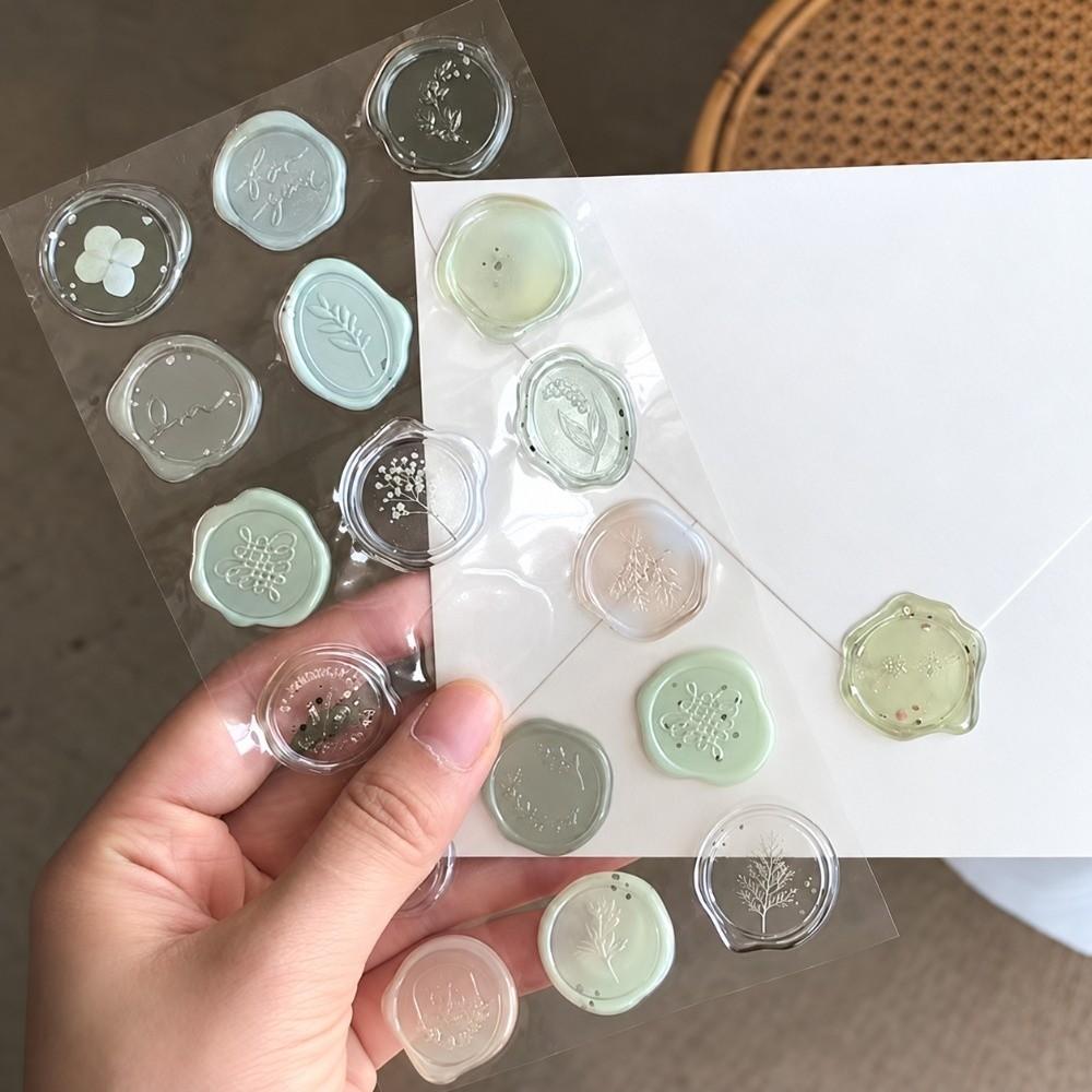 Floral Wax Stamp Seal Sticker Retro Embossed Seal Sticker  for Notebook Envelope Seal