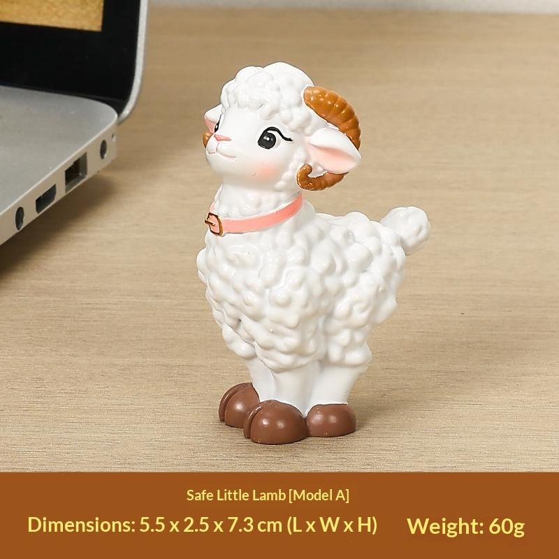 Cute Mini Resin Sheep Figurine Adorable Cartoon Design Fine Workmanship Desktop Decor for Home Office Study Table