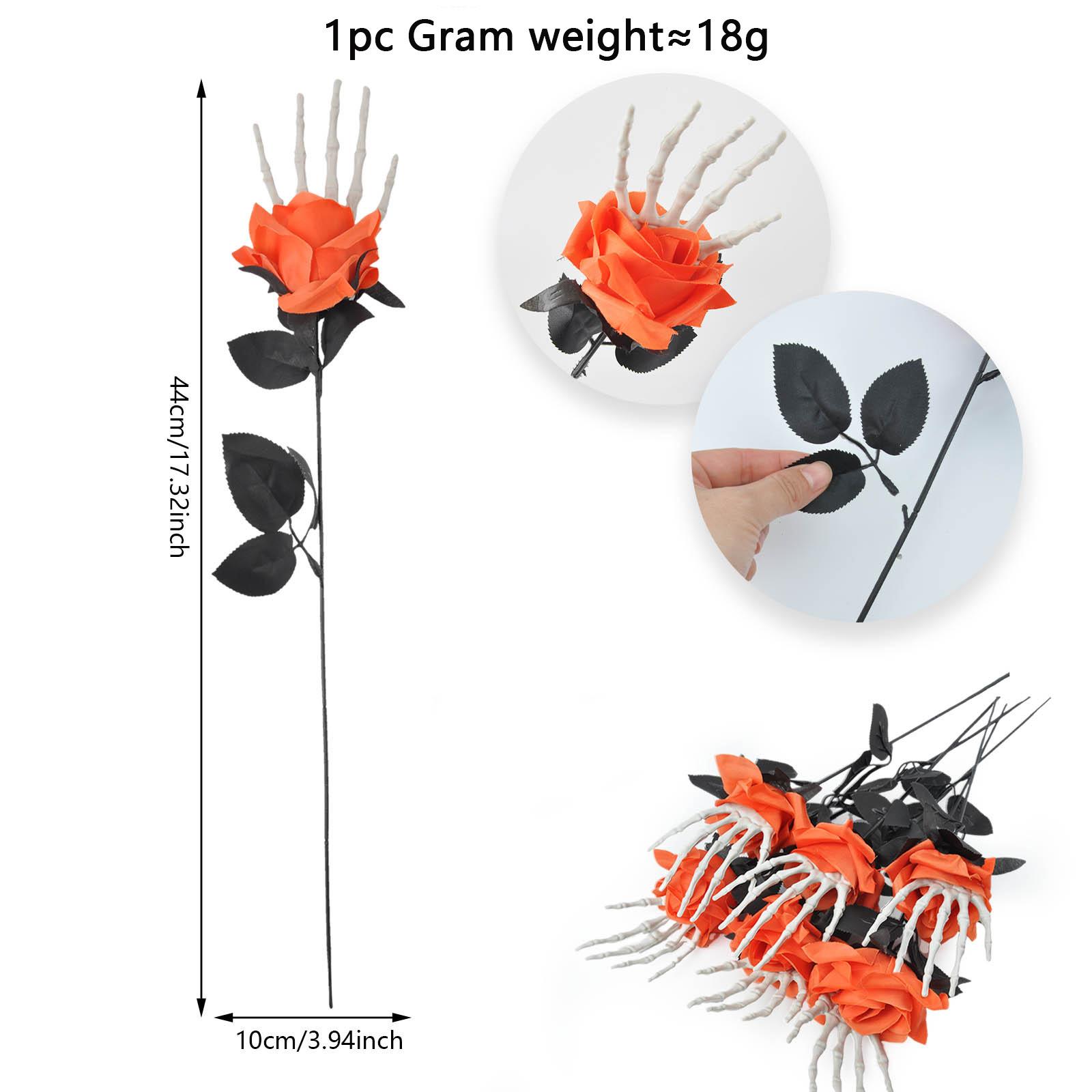 

Пластиковые черные искусственные розы со скелетными руками и листьями эвкалипта, Хэллоуин, жуткий череп, декоративный цветочный букетный набор