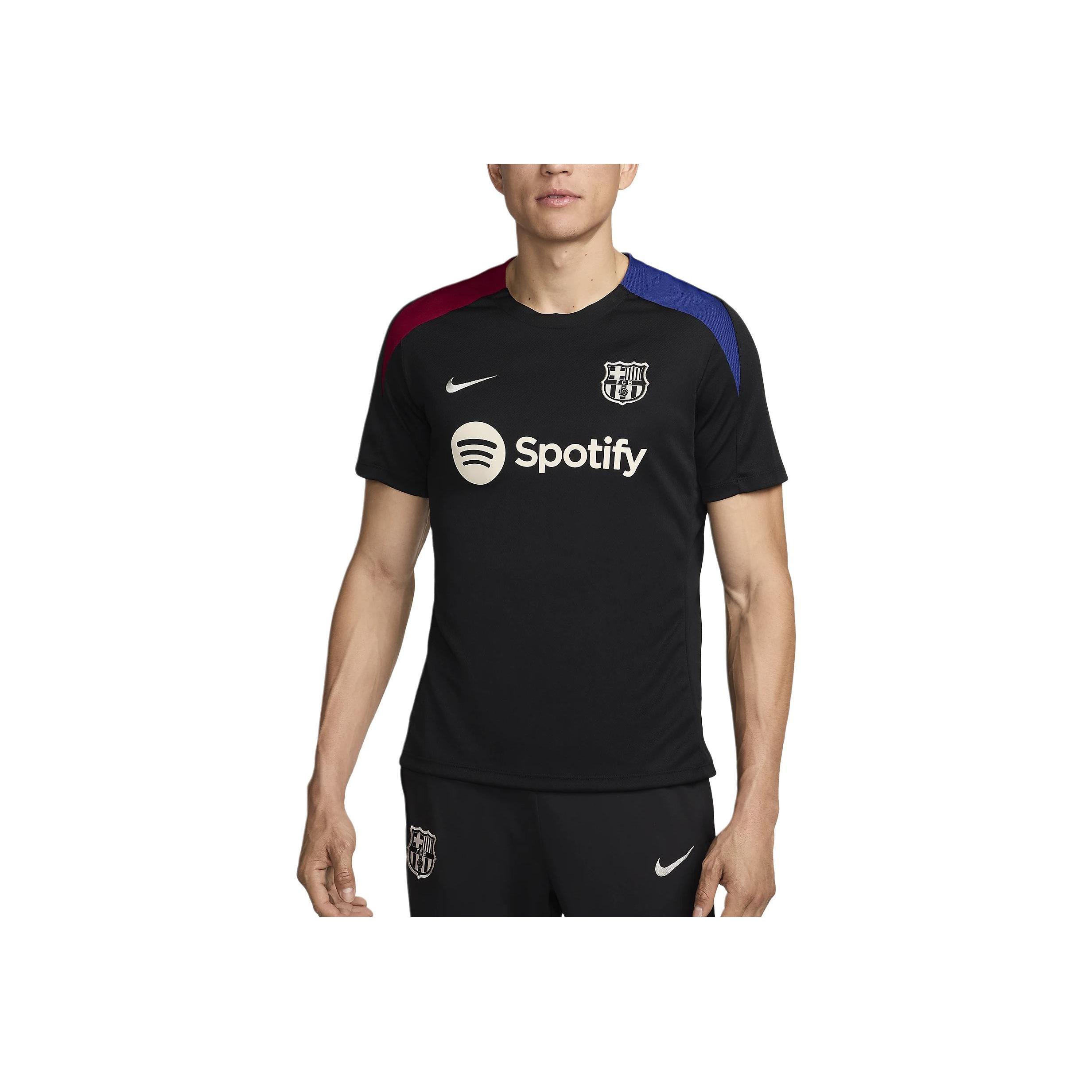 

Найк ФК. Футболка мужская с коротким рукавом и круглым вырезом с принтом букв Barcelona Strike, цветные блоки, черные FN9816-011 S