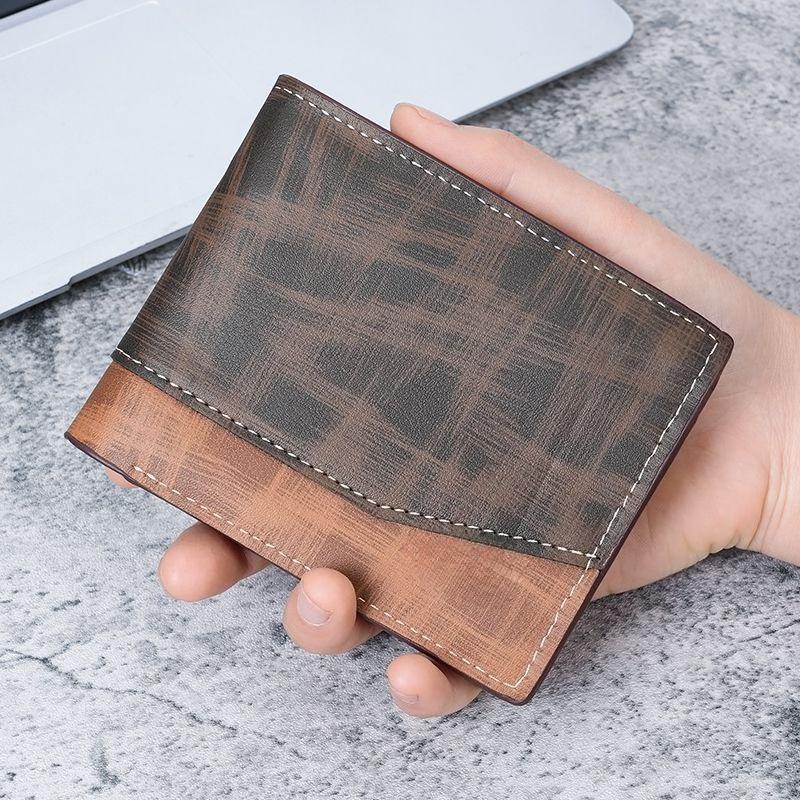 Men’s Vintage Leather Wallet Bifold Short Wallet with ID Window Multi Card Holder Cash Pocket Slim Business Wallet