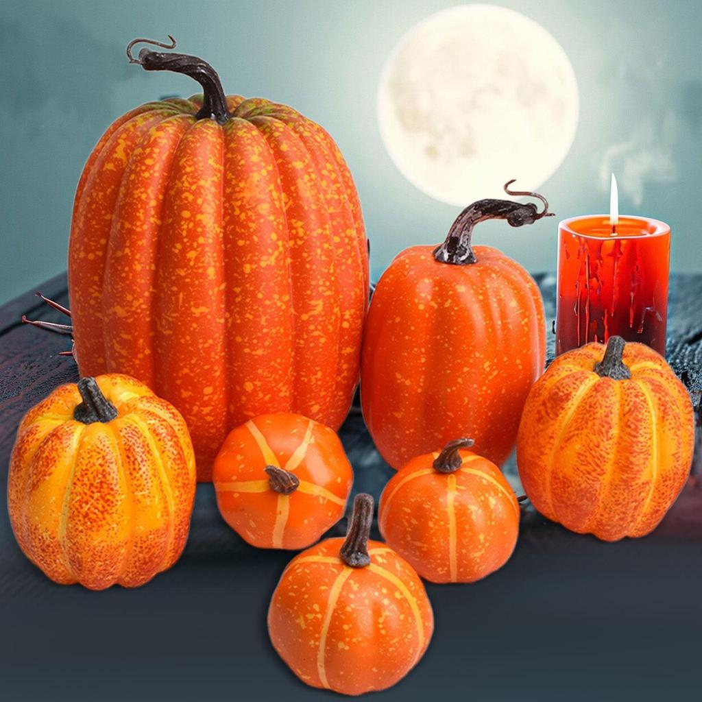 7x Fake Pumpkins Model Small Cute DIY Harvest Decorative Lifelike Fake Foam