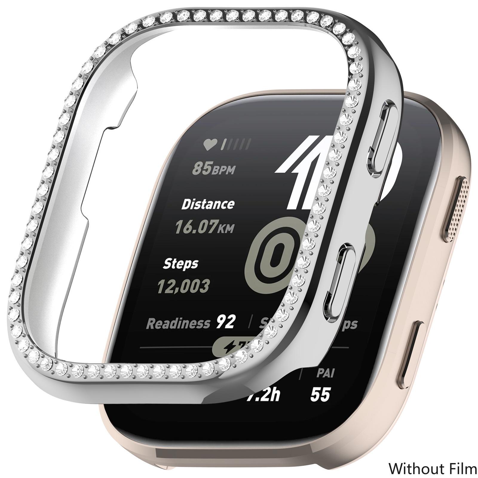 

Блестящий полый корпус с рамкой для умных часов Amazfit Bip6 Алмазный кристаллический бампер-защита для Amazfit Bip 6 Аксессуар For Amazfit Bip 6 серебряный