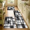 1Pcs Anti Fatigue Kitchen Rugs Black White Geometric Abstract Print Waterproof Non Slip Thick Cushioned Mat