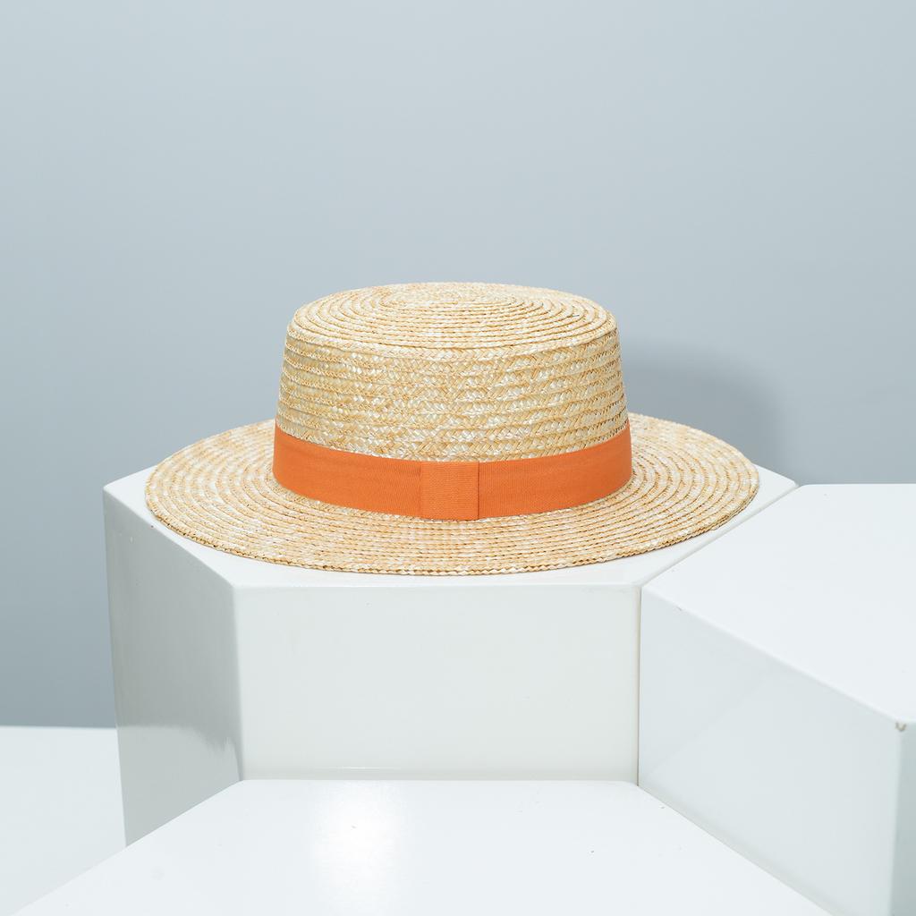 ins summer hat women's hat men caps natural wheat straw flat top hat woman simple flat brim top hat sunscreen vacation beach hat