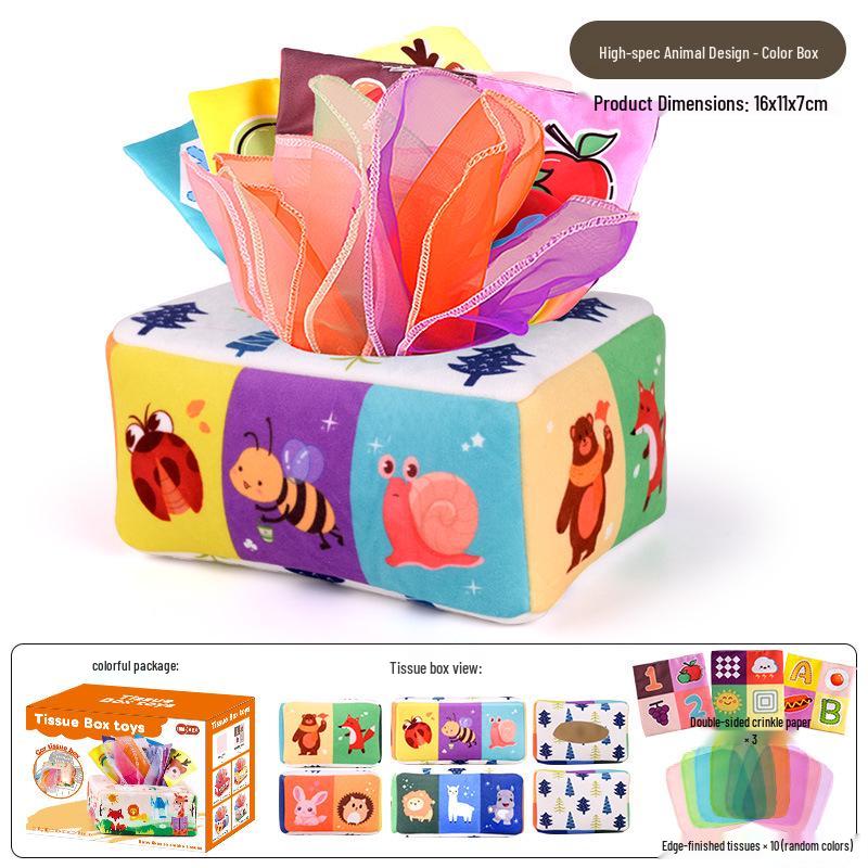 Baby Tissue Dispenser & Pull Toy for 0-1 Year Old - Educational Fun with Radishes