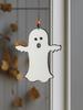 Halloween Wooden Ghost Hanging Ornament, Cute Ghost with Beads Design, Window & Wall Decor Pendant for Home Bedroom Living Room