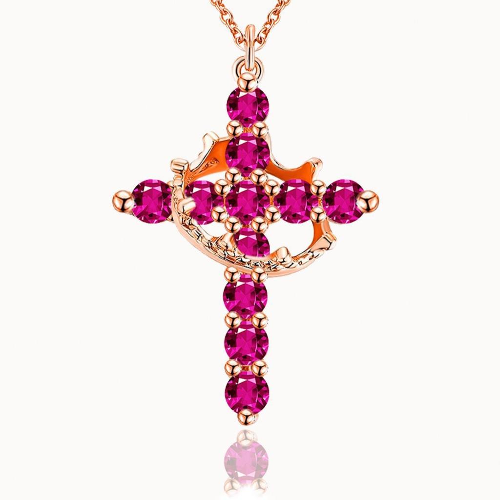 Kreuz Voll-Diamant-Halskette kann Farbe ändern Schlüsselbeinkette