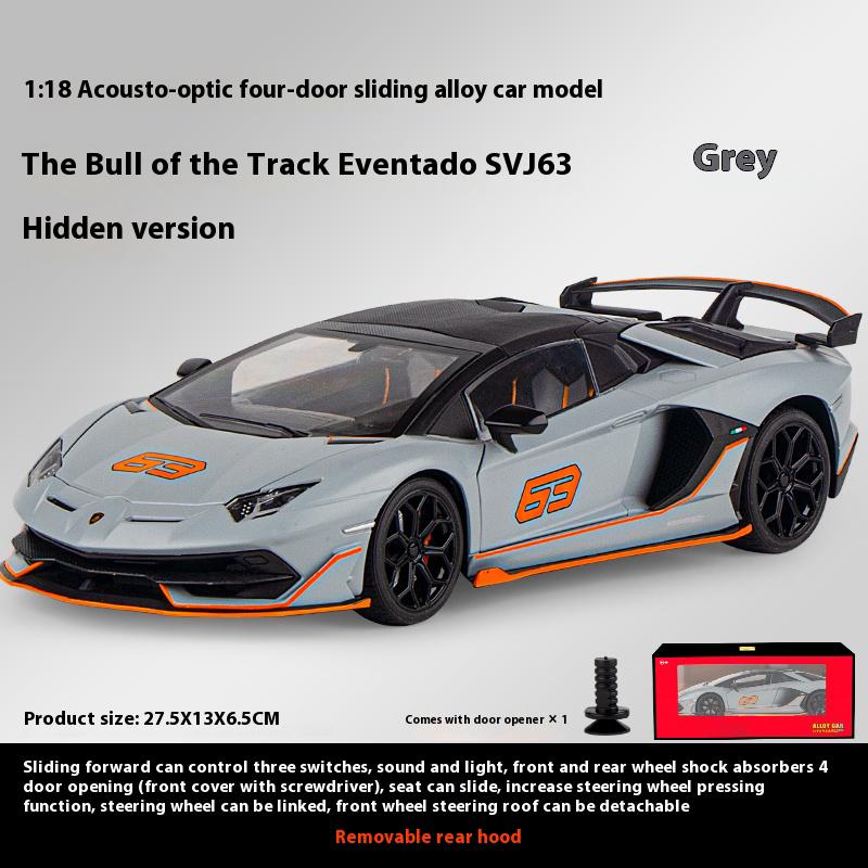 1/18 Scale Lamborghini Aventador SVJ Hidden Edition Supercar Race King Alloy Metal Diecast Model Car Sound & Light Child Toy Kids Gift