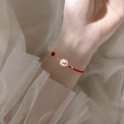 Original Rabbit Red Rope Bracelet Female Natal Guochao Woven Hand Rope Niche Design Gift