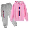 Jungen und Mädchen Herbst Freizeit Buchstabe Paris Aufdruck Hoodie+Hosen Anzug Mode Einfach Sport 2-teiliges Set Sport Trainingsanzug