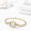 Square Women's Bracelet Watch Cute Sparkling Diamond Analog Waterproof Stainless Steel Quartz Fashion Watch