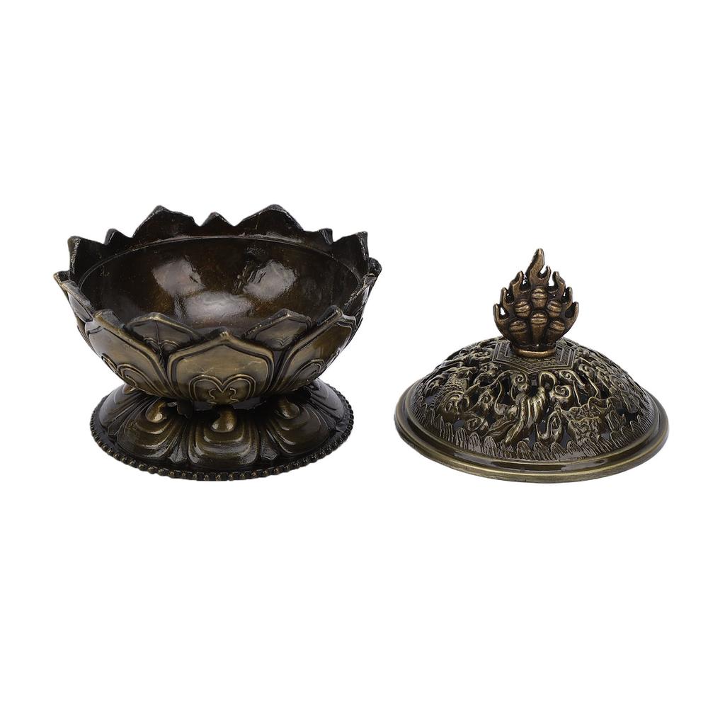 Incense Holder Vintage Zinc Copper Alloy Flower Shaped Incense Bowl Home Decoration
