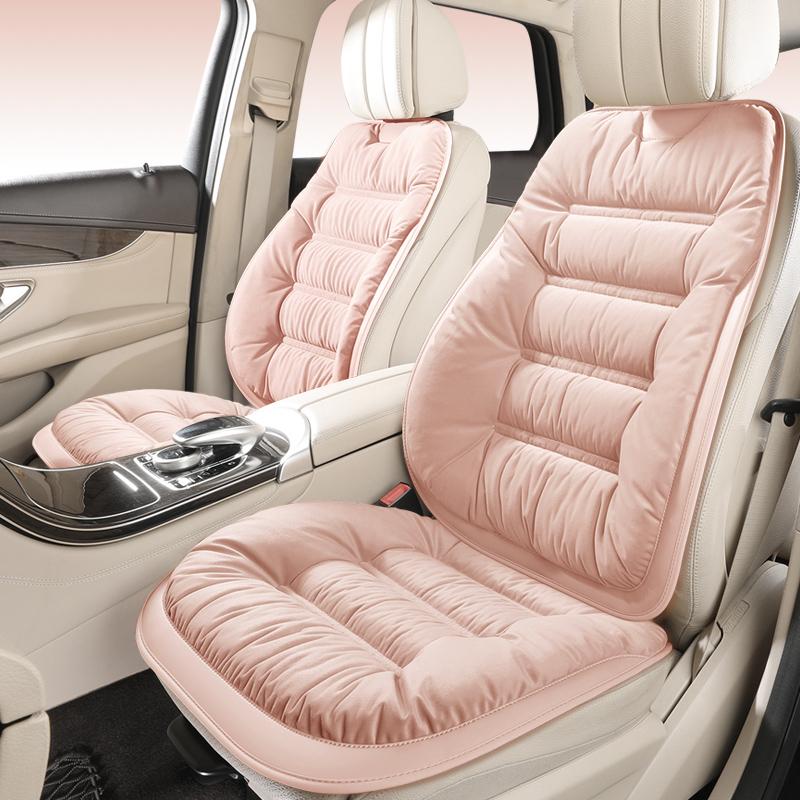 2-seater Elegant Comfortable Down Feather Car Seat Cushion Plush PU Leather Thick Warm Cozy for Autumn Winter