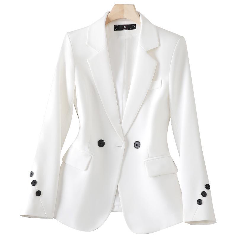 Khaki Slim Fit Casual Blazer for Women - Spring/Autumn 2026 High-End Style
